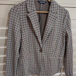 Lands End Black Tan Herringbone Blazer Size M (10-12)